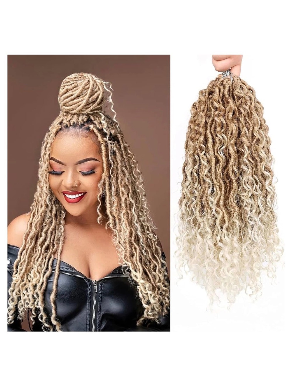 Goddess Locs Crochet Hair 14 Inch Synthetic Blonde Ombre